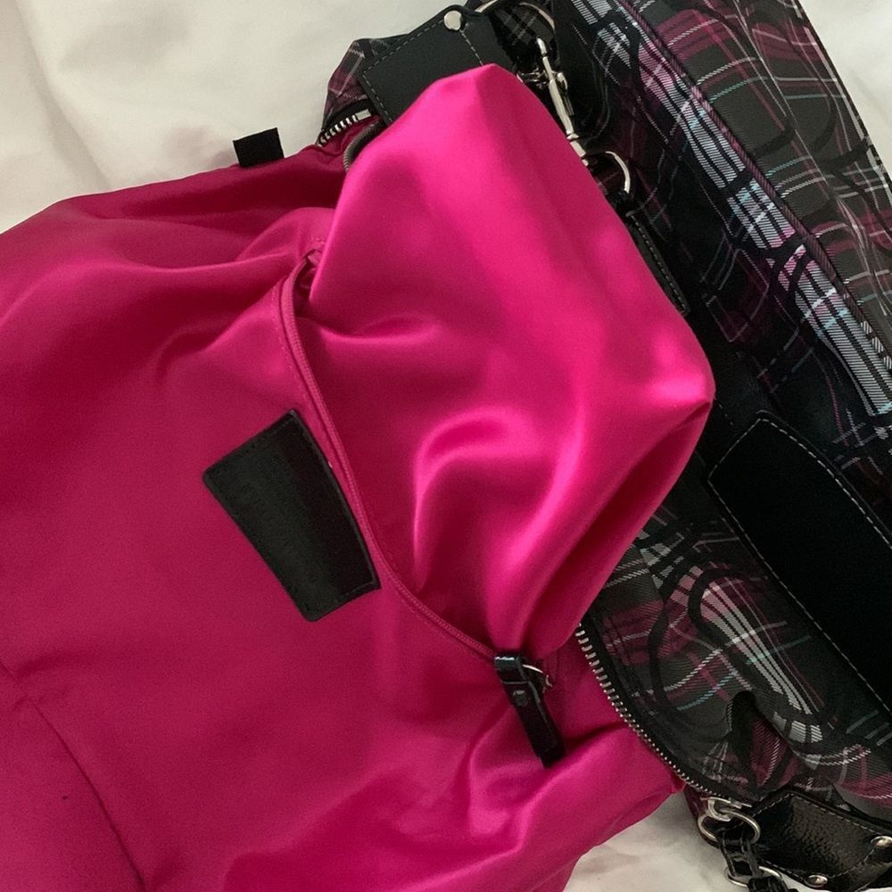 Coach Purse & Matching Wallet: Pink, Black, Grey Plaids with Hints of Glitter - Picture 7 of 16